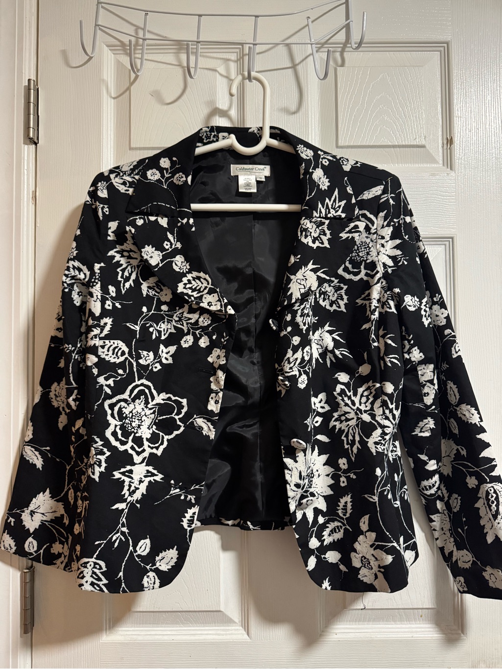 Coldwater Creek Black & White Floral Blazer Jacket